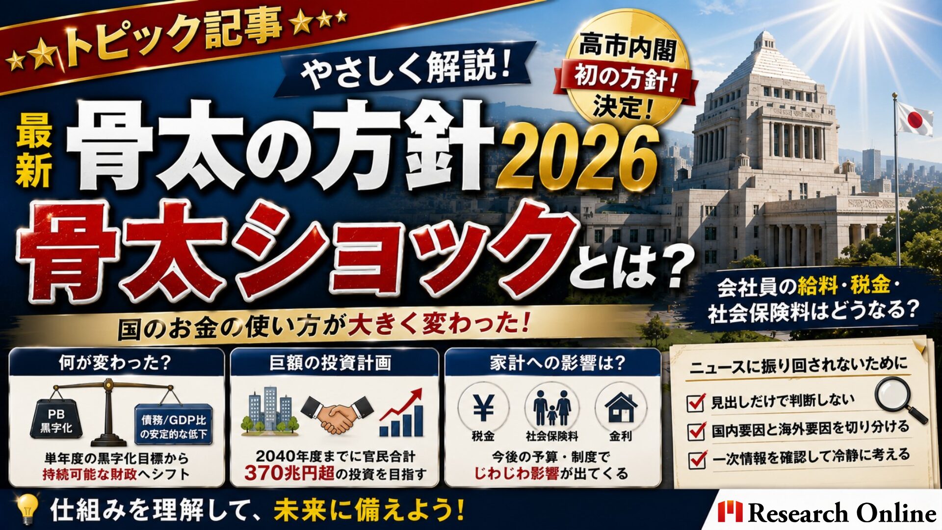 【骨太の方針2026の要点を整理】 骨太の方針2026をやさしく解説｜「骨太ショック」と会社員への影響