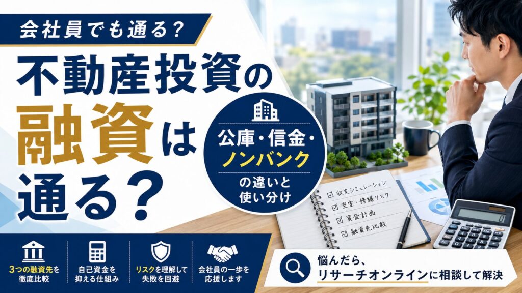 不動産投資の融資は会社員でも通る？公庫・信金・ノンバンクの違いと使い分け