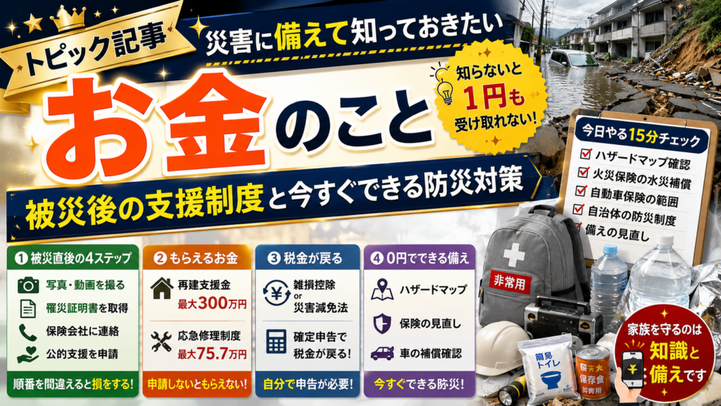 【トピック】災害に備えて知っておきたい「お金」のこと｜被災後の支援制度と今すぐできる防災対策