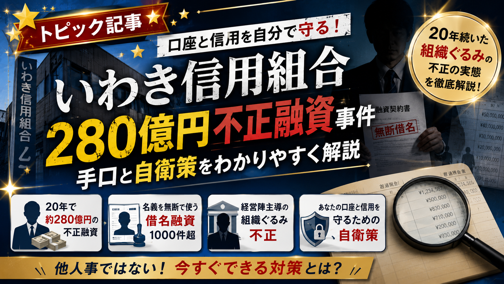 【口座と信用を自分で守る】いわき信用組合280億円不正融資事件をわかりやすく解説｜手口と自衛策