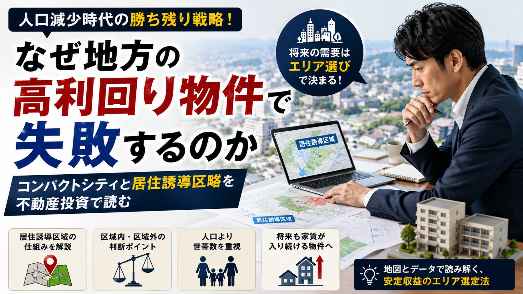 なぜ地方の高利回り物件で失敗するのか｜コンパクトシティと居住誘導区域を不動産投資で読む