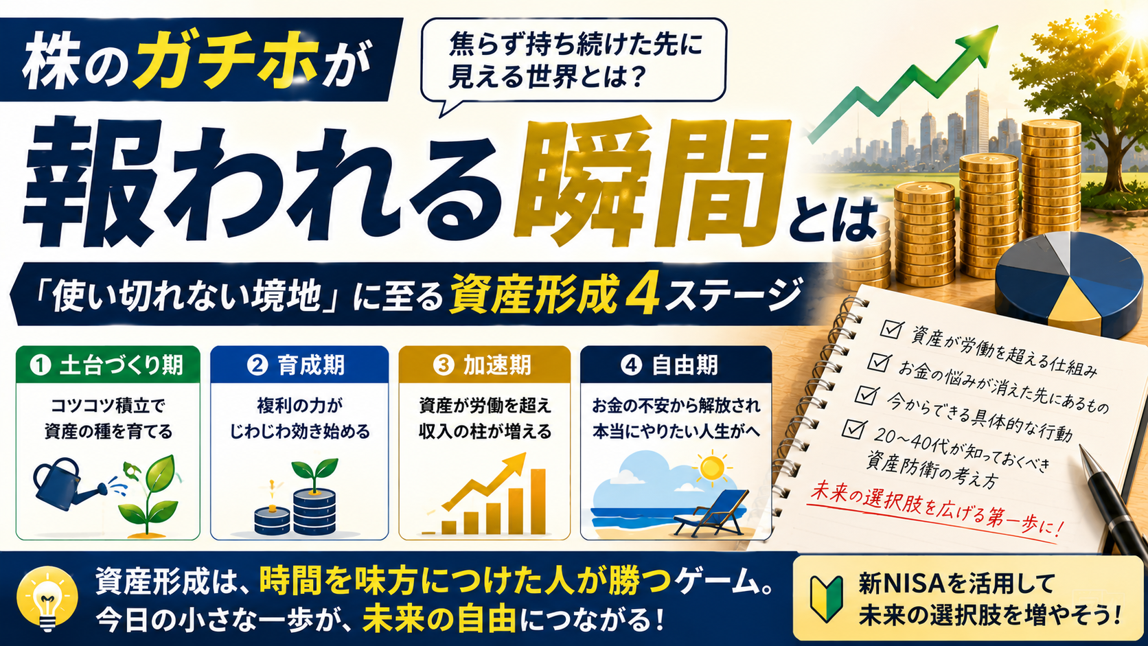 株のガチホが報われる瞬間とは｜「使い切れない境地」に至る資産形成4ステージ