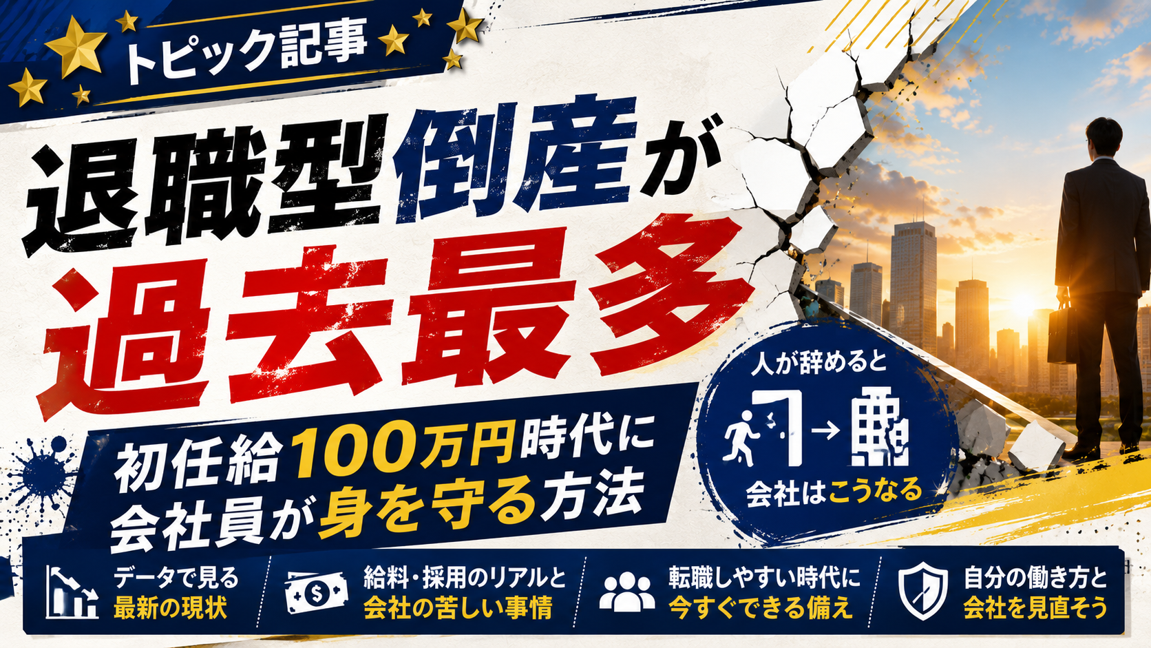 退職型倒産が過去最多｜初任給100万円時代に会社員が身を守る方法