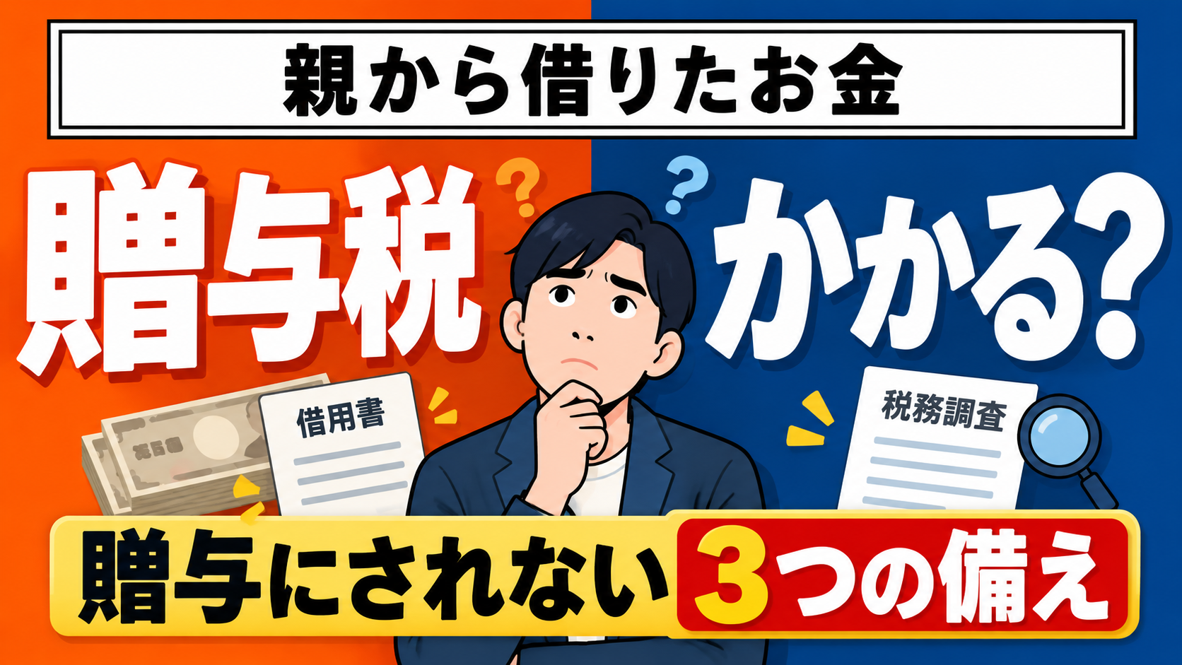 親から借りたお金に贈与税はかかる？贈与とされない3つの備えと調査の実態